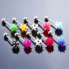 5/10pcs Silicone Furry Ball Tongue Ring & 14G Piercing Tongue Ring Sexy Body-Piercing Accessory, The Best Gift For Birthday, Christmas, Anniversary, Valentine's Day, Wedding, Career, Themed Party, Halloween Party, Etc.,Mom,Mother,Mother's Day,Gift - Fluffy Ball Tongue Nail - View 7