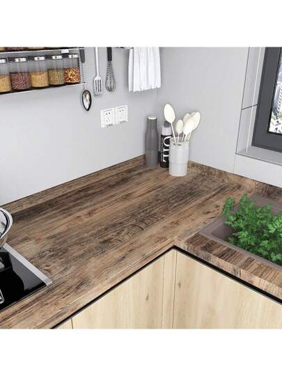 Roll Of 10m Grijs Wood Grain Self Adhesive Wallpaper Bruin DIY Waterproof Oil Proof Stickers Kitchen Easy To Take Care Removable Contact Paper Cabinets Tafel Tops Cabinet Doors Furniture Renovation Bedroom Living Room view 7