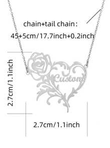 Customized Personalized Flower Heart Name Necklace, Mother's Day Gift, Valentine's Day Gift, Birthday, Anniversary, Graduation, Christmas, Family High-End Gift To Send Friends And Classmates