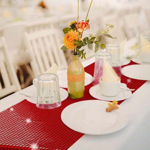 1pc Red Glitter Sequin Disco Table Runner, Decorative Table Cloth For Home Kitchen, Living Room, Dining Table, Suitable For Bar Dance Party, Birthday, Hotel Wedding Banquet Table Decoration