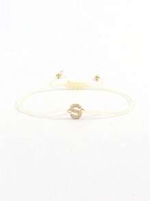 1 pièce Mode Micro-incrusté Cuivre A-Z, Nom de famille 26 initiales en anglais L'édition manuelle peut être ajustée à volonté La corde à la main Sweet Little Clear Creative Fille Quotidien Porter Anglais Initiales Bracelet Couleur de corde à la main correspondance aléatoire