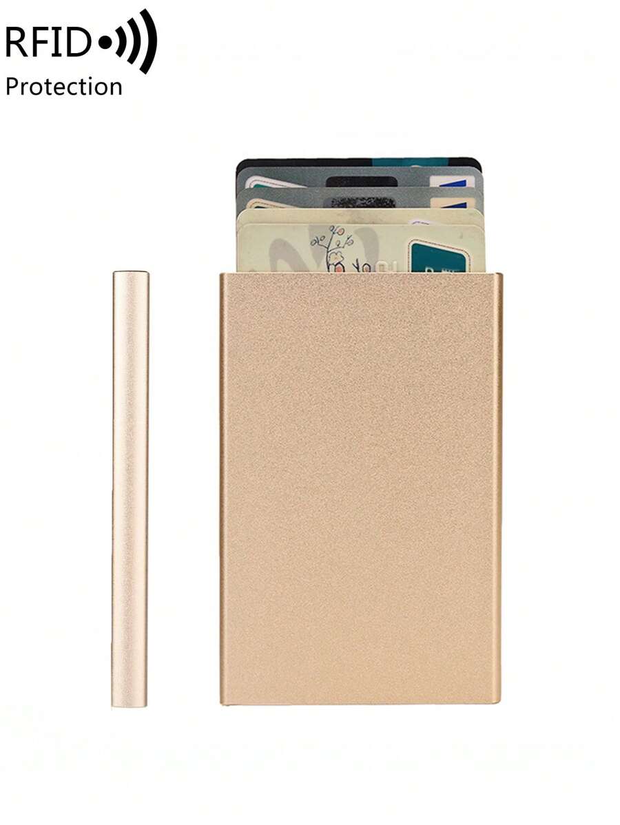 Cartera Minimalista KEYRI De Metal - RFID Blocker - Aluminio - Pop-Up Para Tarjetas - Color Negro