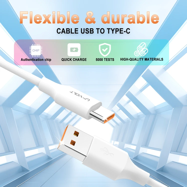 Combo Cargador Tipo C Con Cable 1 metro Usb Carga Rápida 2.4a U-volt compatible con iph 15, Samsung, Moto Garantia - Blanco - Añade 9