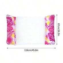 Inflatable Maple Leaf Design Lounger With Mesh Bed, Foldable Floating Raft For Water Games In Swimming Pool Pool Float - Blue Maple Leaf - View 8