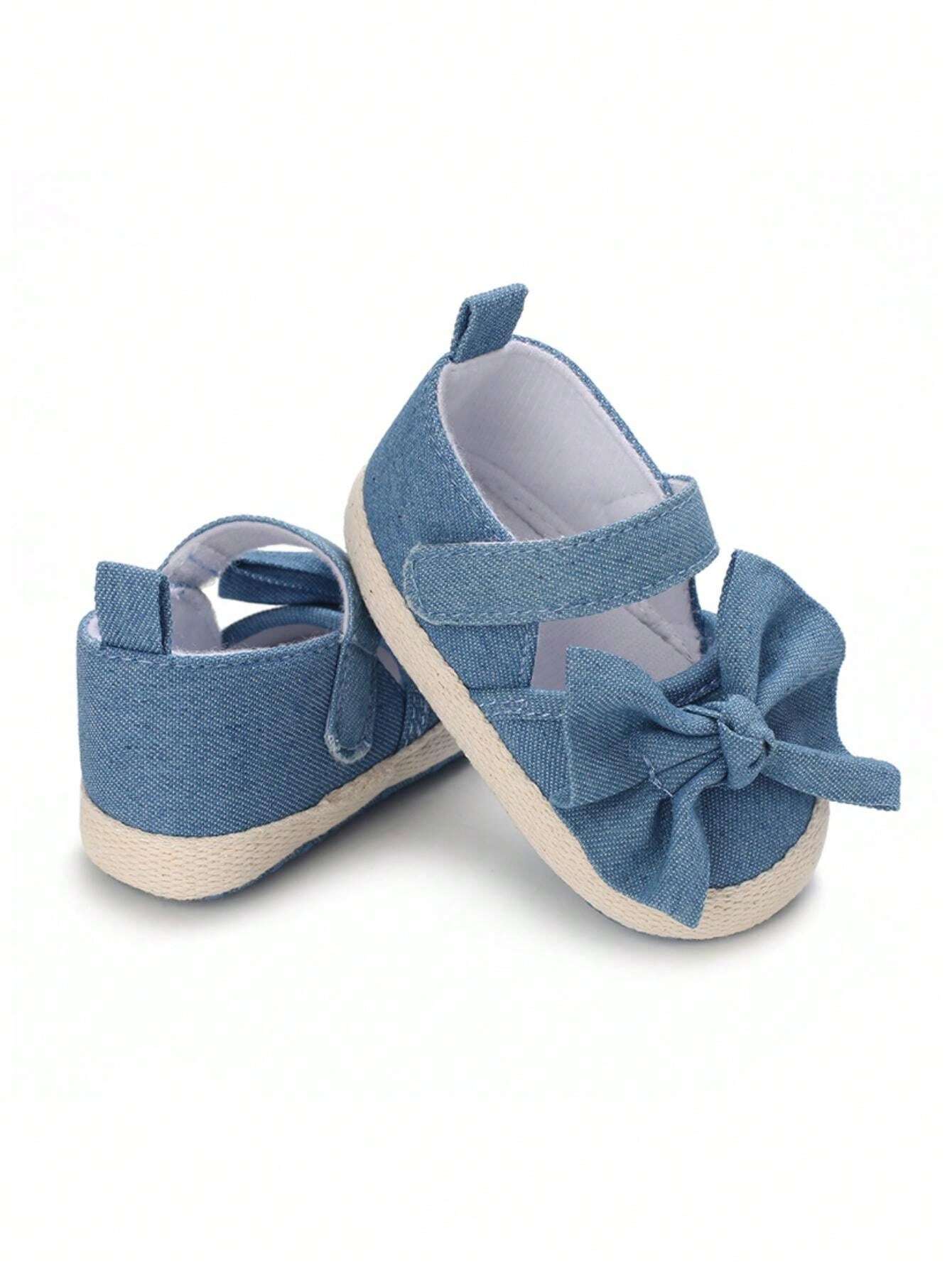 Spring And Autumn Season 01 Year Old Baby Girl Butterfly Knot Flat Soft Bottom Infant Shoes