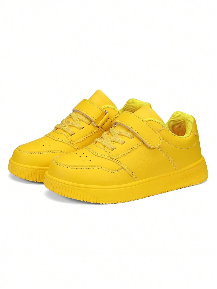 1 Paar Kindersportschuhe, flache Low-Cut Schuhe für Mädchen und Jungen, Outdoor-Skateboardschuhe - Gelb - Übersicht 1