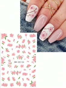 5 miếng dán trang trí móng tay chủ đề Xuân/Hè, họa tiết cánh hoa màu hồng và tím, hoa anh đào, hoa cúc, hình nổi 3D, miếng dán tự dính cho sơn móng tay gel, trang trí móng tay trượt tiện dụng. - Nhiều màu - Xem 4