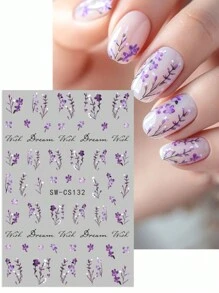 5 miếng dán trang trí móng tay chủ đề Xuân/Hè, họa tiết cánh hoa màu hồng và tím, hoa anh đào, hoa cúc, hình nổi 3D, miếng dán tự dính cho sơn móng tay gel, trang trí móng tay trượt tiện dụng. - Nhiều màu - Xem 3