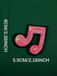 一套3個閃爍音符刺繡縫章，DIY衣服、褲子、帽子、袋子、鞋子、手機殼裝飾貼紙，服裝配件，熱轉印貼紙 - 彩色 - 查看 5