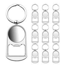 1pc/10pcs Metal Bottle Opener Blank Keychain Keyring Heat Transfer Sublimation DIY Keychain With Father\ Day Gift - Silver - View 6