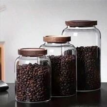 1 pieza Frasco grande de vidrio con tapa hermética para harina, granos, café, pasta y talla grande, herramienta de cocina, utensilios de cocina, accesorios de cocina, suministros de cocina del hogar, botella de vidrio