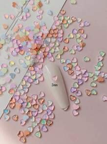 1 Bag 50 Pieces Flat Bottom Color, Mini Heart-Shaped Glass Drill, Love Nail Art Decorations, Valentine's Day DIY,Nails Gems Commonly Used Sizes In Japan And South Korea,Nails Charms