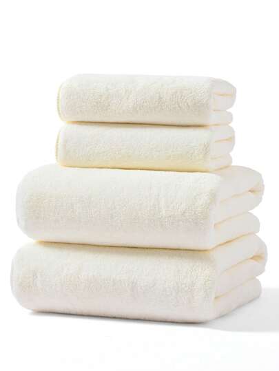 1条/2条/4条装珊瑚绒纯色柔软吸水不掉毛（轻薄）方便男女通用速干毛巾，可作干发巾、面巾、浴巾（小毛巾）或毯子、午睡毯，34*75厘米毛巾1条装，或70*140厘米浴巾1条装，或40*80厘米大毛巾1条装，或90*170厘米大浴巾1条装