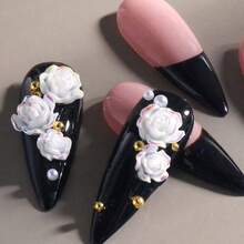 6 Grids Rose 5D Flower Shape Nail Art Decoration White Rose Flower Nail Art Ornaments Women's Nail Salon Nail Art Accessories - White - View 4