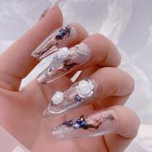 6 Grids Rose 5D Flower Shape Nail Art Decoration White Rose Flower Nail Art Ornaments Women's Nail Salon Nail Art Accessories - White - View 2