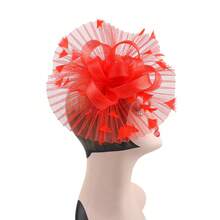 1pc Women Mother's Day Gift Mesh Pleated Fold Flower Fasciantor Hat Gorgeous Bride Fashion Cocktail Tea Party Headwear With Feather Flower Hair Accessories Halloween