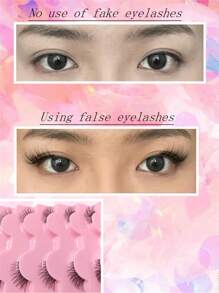 5 对半眼假睫毛，透明茎，3D 仿貂睫毛，自然长而浓密，长尾款式，可重复使用自粘猫眼假睫毛条状睫毛，睫毛，睫毛，假睫毛 - 自然纖長款 - 查看 3