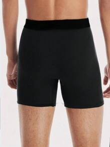 3pcs Men's Comfortable Long Boxer Briefs, Breathable - Multicolor - View 3