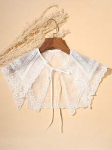 1pc Women Fashion Palace-Style Retro Floral Embroidered Detachable Collar For Dating Party Outfits Accessories Women - Black and White - View 9