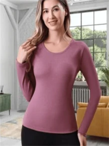 Women Thermal Underwear Tops - Dusty Pink - View 1