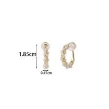 1pair High-End Luxurious Circle Design Faux Pearl & Copper Earrings, Ear Cuffs For Women Without Piercings, Silicone Ear Clips, Birthday Gift