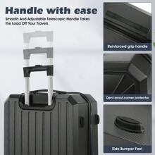 OYAJIA 4PCS Suitcase Set ABS Hard Shell Trolley Cabin 4 Wheels Light Travel Luggage Set - Black - View 4