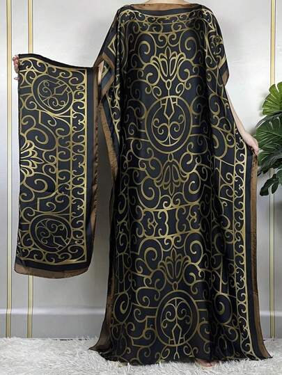 1 pièce Foulard léger en mousseline de soie ample et imprimé pour femmes, convient pour la protection solaire, le port casual et l'usage en intérieur