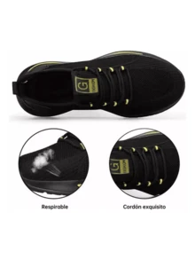 Zapatos de trabajo de seguridad de malla transpirable negros de moda para hombres, zapatos de trabajo antigolpes y a prueba de golpes, zapatillas de deporte casuales - Amarillo - Ver 8