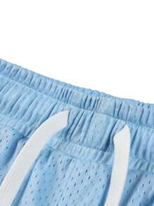 veidoorn Veidoorn 1pc Sports Shorts, Boyfriend Style Men Boyfriend Style Men Casual Breathable Drawstring Blue Shorts For Summer Running, Basketball, Activities, Fitness, Beach Drawstring Shorts