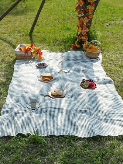 1pc Plaid Print Picnic Mat, Suitable For Outdoor Camping