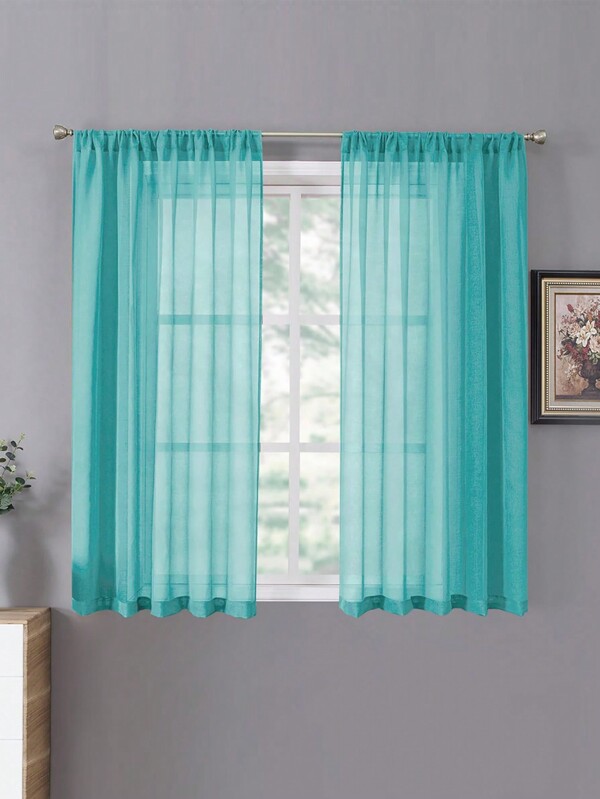 2 Panels Solid Color Window Sheer, Removable Translucent Decorative Curtain, Bedroom Living Room Privacy Curtain