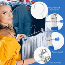 5/10/20Pcs Pants Hangers Skirt Hangers With Clips Hangers For Pants Metal Hangers Clothes Hanger Trouser Hanger (Blue) - Blue - View 4
