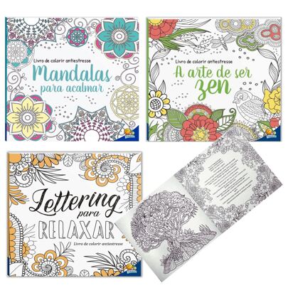 Kit ArteTerapia AntiEstresse | 3 Livros | Colorir Para adultos
