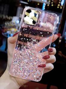 奢华韩国闪光星手链透明软手机壳适用于三星 Galaxy S24 Ultra S24 Plus S23 Ultra S22 Ultra S23 S24 透明保护壳 - 粉色 - 查看 4