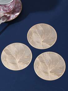 6-24pcs Gold Round PVC Coasters, Waterproof, Washable, Easy To Clean, Wipe, Anti-Slip, Tabletop Drink Coasters For Dining, Holiday, Wedding, Party Decor - Size(3.94in Round) - View 3