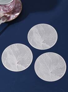 6-24pcs Gold Round PVC Coasters, Waterproof, Washable, Easy To Clean, Wipe, Anti-Slip, Tabletop Drink Coasters For Dining, Holiday, Wedding, Party Decor - Size(3.94in Round) - View 4