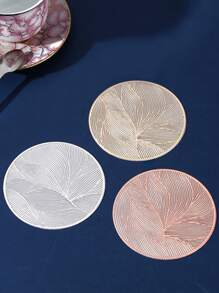6-24pcs Gold Round PVC Coasters, Waterproof, Washable, Easy To Clean, Wipe, Anti-Slip, Tabletop Drink Coasters For Dining, Holiday, Wedding, Party Decor - Size(3.94in Round) - View 1