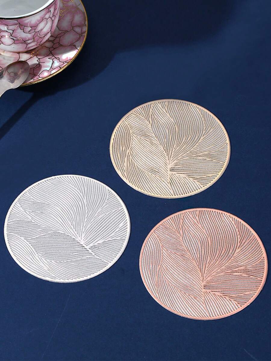 6-24pcs Gold Round PVC Coasters, Waterproof, Washable, Easy To Clean, Wipe, Anti-Slip, Tabletop Drink Coasters For Dining, Holiday, Wedding, Party Decor - Size(3.94in Round) - View 1