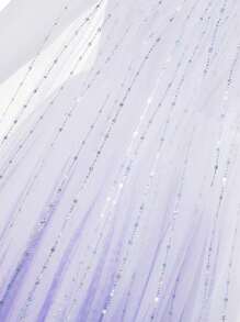 Young Girl Ombre Tulle Maxi Skirt Dress With Sequins And Long Train, Suitable For Outings, Parties And Other Major Events - White - View 8