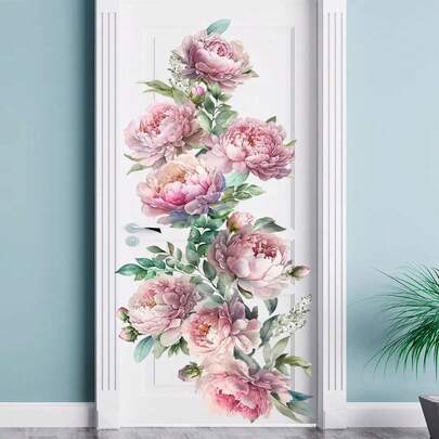 mama look 2 pezzi Adesivi murali grandi con fiori rosa e foglie verdi per camera da letto, soggiorno, corridoio, decorazione della casa, articoli per decorazione primaverile per rinnovare la tua casa, adesivi decorativi per feste, regali per compleanni e lauree