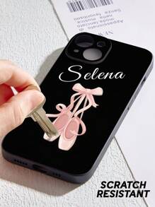 1 pieza Funda de teléfono personalizada con nombre, Funda de teléfono móvil personalizada con zapatos de ballet rosa, Funda de teléfono personalizada para bailarina, Funda de teléfono TPU, Protección antichoque para su teléfono, Serie de teléfonos, Funda para Phone Pro/Pro Max/X/XR/XS/XS Mini/Max, Regalo único para ella, Regalo de cumpleaños, Novia, Amante, Esposa, Amigos, Ideal para bailarina