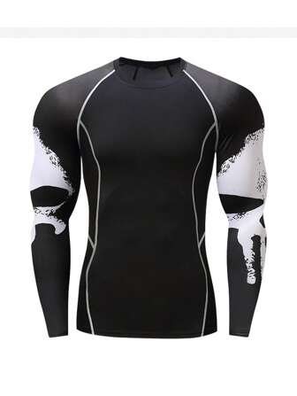 Boyfriend Style Men Fitness Tight Long Sleeve Quick Dry Training Sport T-Shirt For Autumn And Winter,Boyfriend Style Men Compression Top