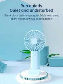 Petit ventilateur portable à main Mini ventilateur USB rechargeable avec support de téléphone Base Petit ventilateur de bureau, Indispensables pour les vacances