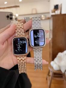 1 件时尚奢华钻石镶嵌金属表带，兼容 Ultra1/2/3/SE/Series11/10/9/8/7/6/5/4/3/2/1 38/40/41/42/44/45/46/49 毫米，适合女士（仅限表带） - 銀色 - 查看 4