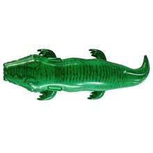 Nuwani 1pc 128cm Green PVC Inflatable Crocodile With Handle Design Floating Pool, Beach Inflatable Ride-On Swimming Ring - Green - View 3