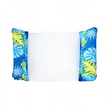 Inflatable Maple Leaf Design Lounger With Mesh Bed, Foldable Floating Raft For Water Games In Swimming Pool Pool Float - Blue Maple Leaf - View 3