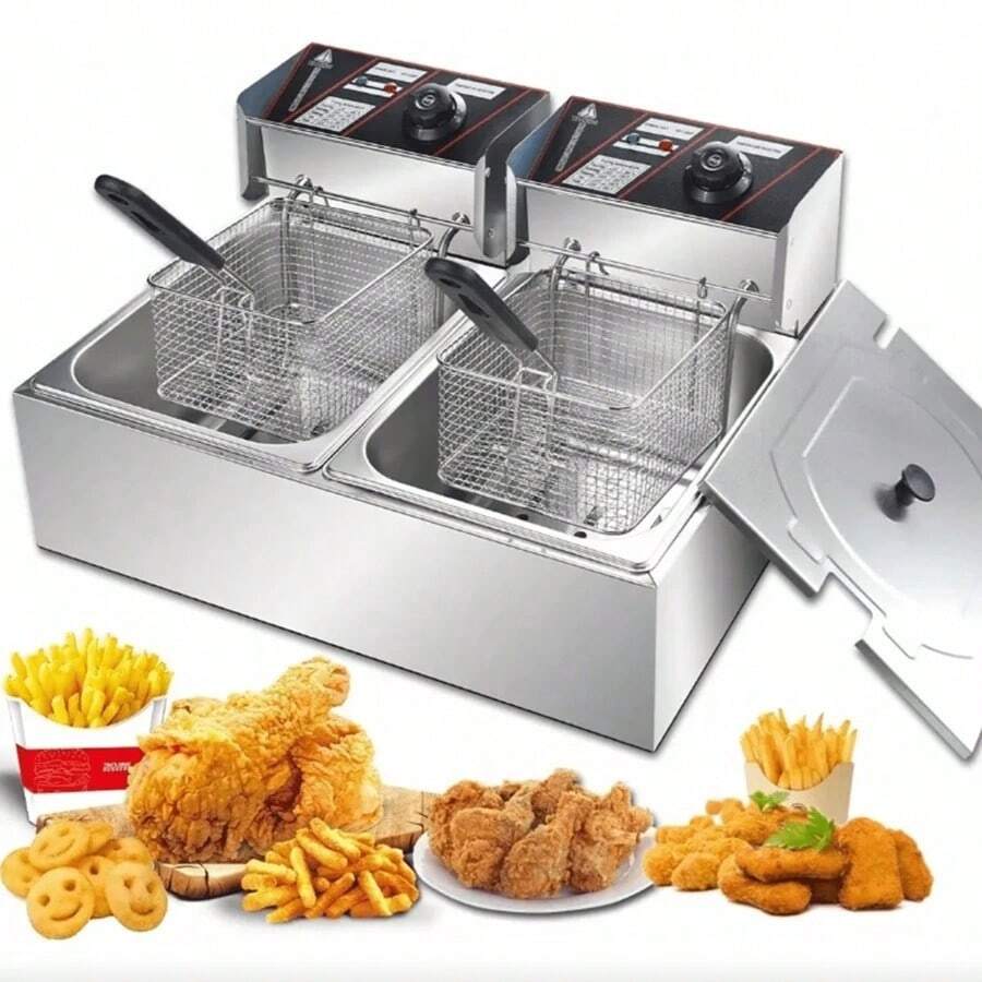 Freidora De Aceite Eléctrica Automática 12L Gran Capacidad Acero Inoxidable