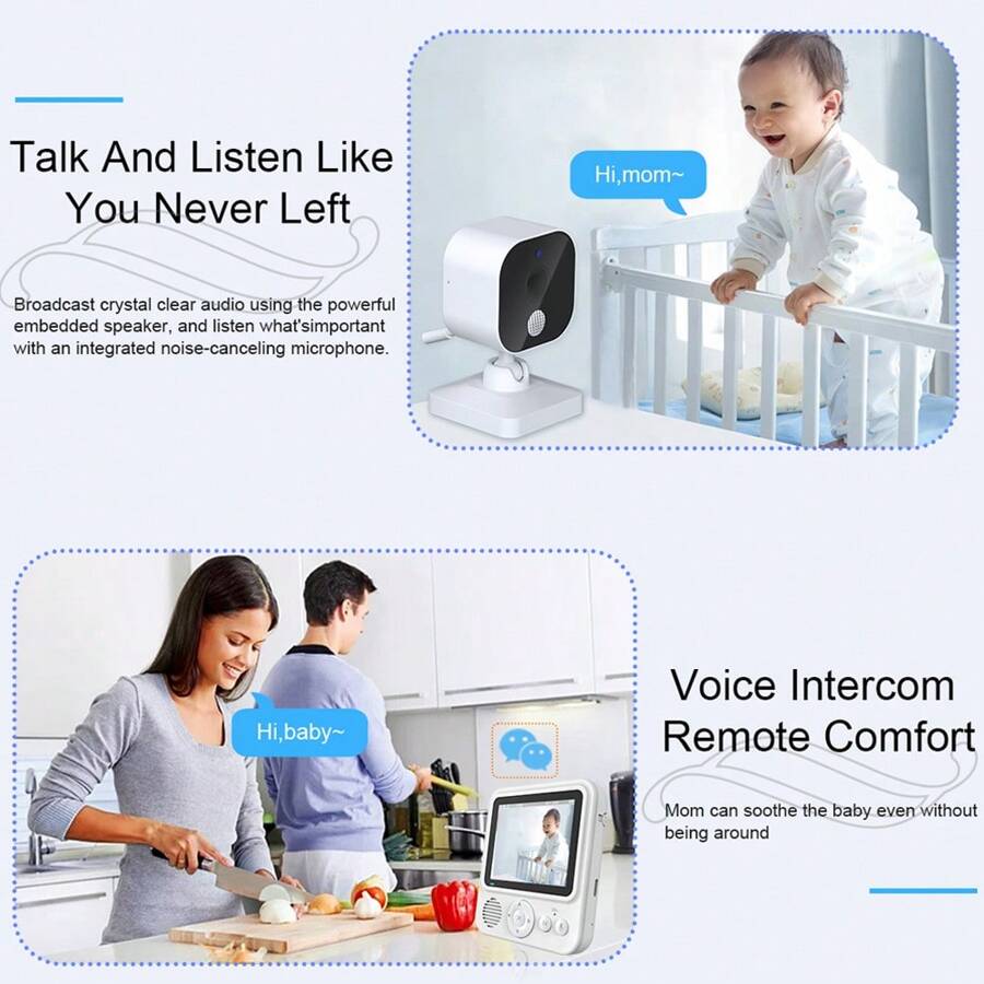 Baby Monitor Wireless 2.8 Inch 4x Zoom LCD Screen Surveillance Video