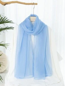 1 件柔软透气纯色网眼女士围巾，适合时尚和户外穿着，可用作披肩配饰女士 - 彩色 - 查看 18