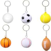 6入組特色鑰匙扣—包含籃球、足球、橄欖球、網球、棒球和排球形狀；適用於派對小禮品、泡沫玩具、緩解壓力和背包裝飾。非常適合運動賽事禮品、贈品和學校獎品。 - 白色 - 查看 12